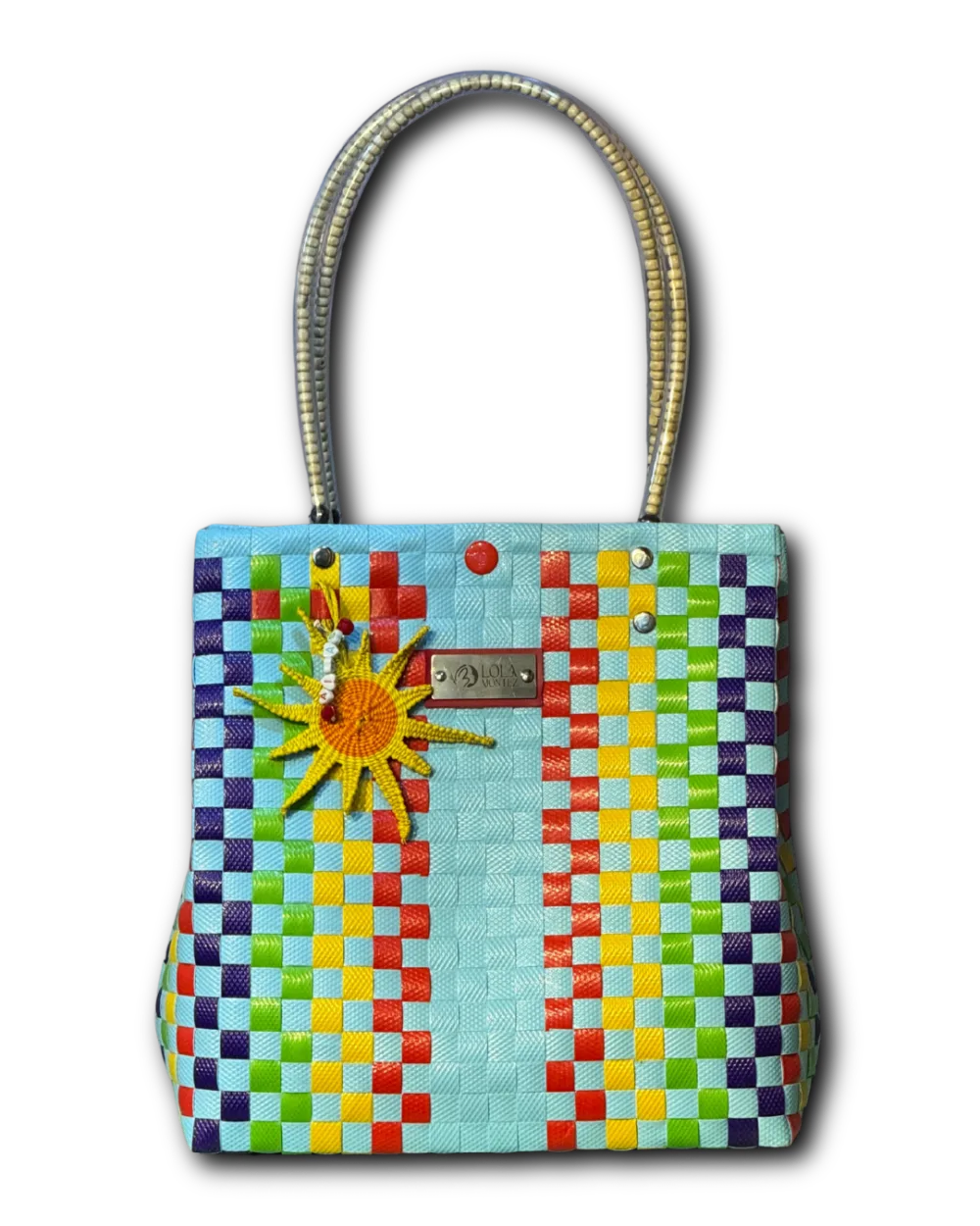 Bolso Pequeño Tesoro tejido en zuncho con explosión de colores
